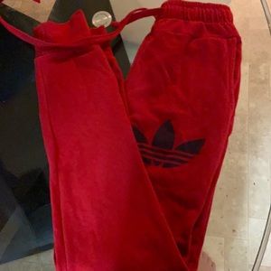 Adidas kids red joggers